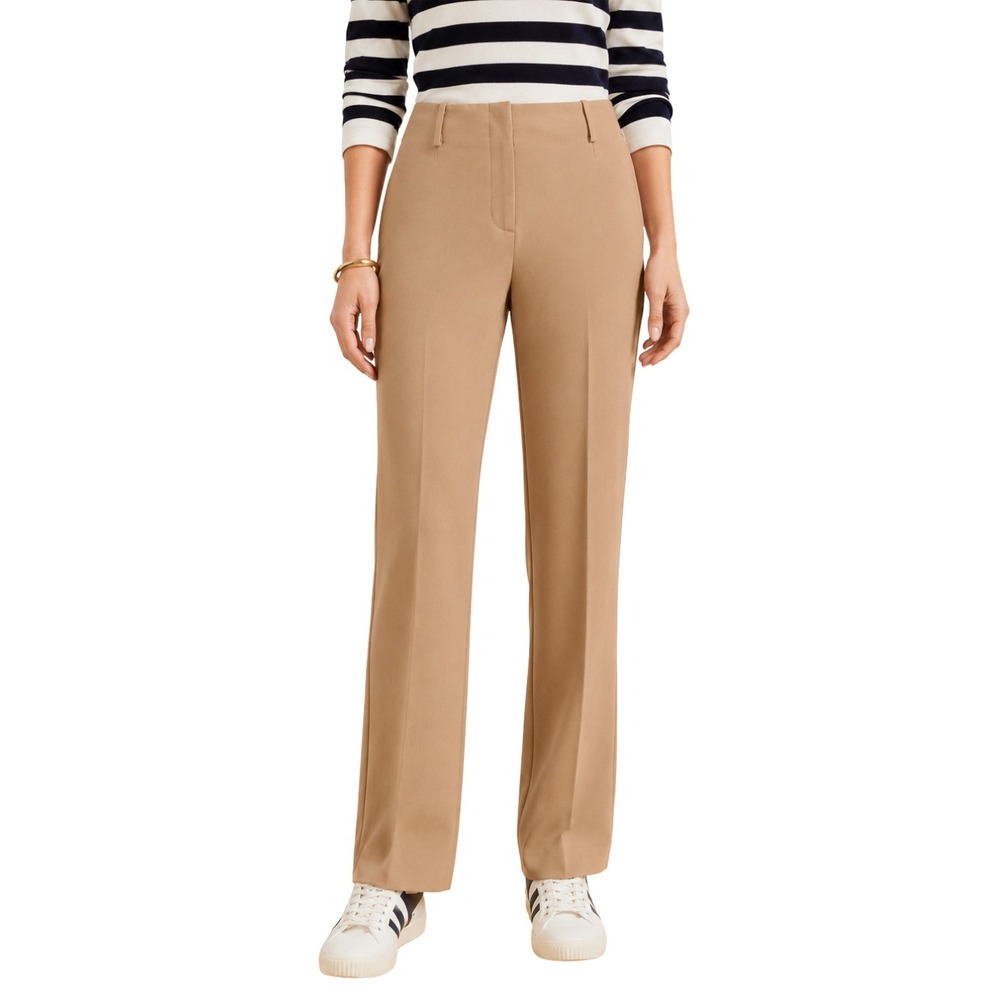 Talbots Pants 18W Tan Southampton Straight Leg Stretch Trousers Preppy Office